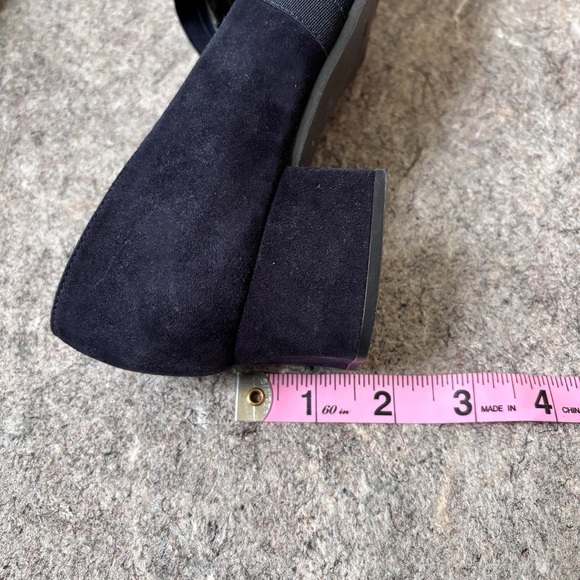 Stuart Weitzman dark navy blue suede heeld slip ons - Picture 10 of 16